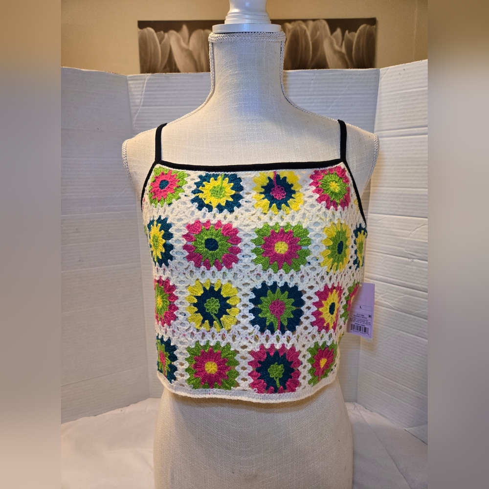 Wild Fable Multicolor Crochet Crop Top